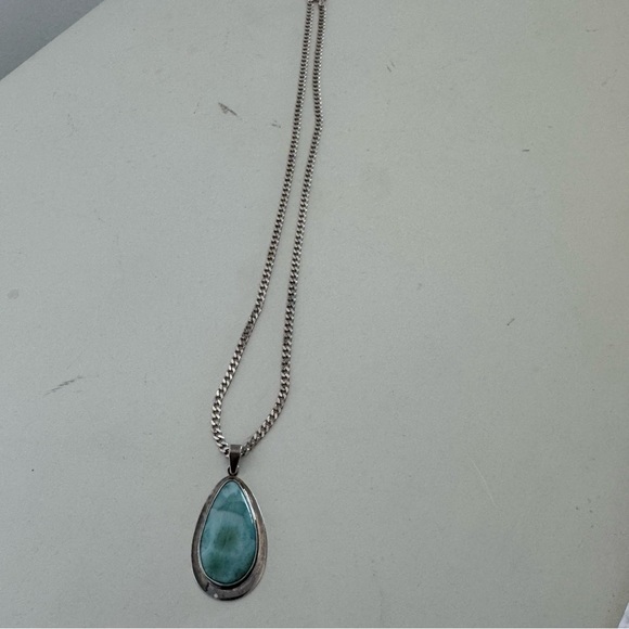 Jewelry - Larimar Pendant Teardrop Elegant SilverPendant  and Necklace